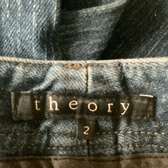 Theory Jeans Women's Size 2 Bootcut Straight Leg Stretch Dark Wash Pockets Denim - Picture 9 of 10